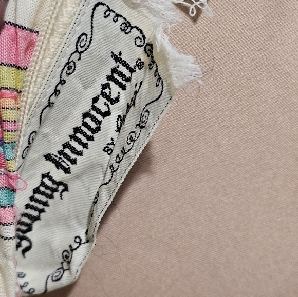 Vtg YOUNG INNOCENT Arpeja Pink Cream Striped Prairie Cottagecore Maxi Dress XS/S - Picture 12 of 14